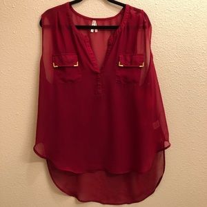 Live 4 Truth Burgundy/Wine Sheer Sleeveless  3X